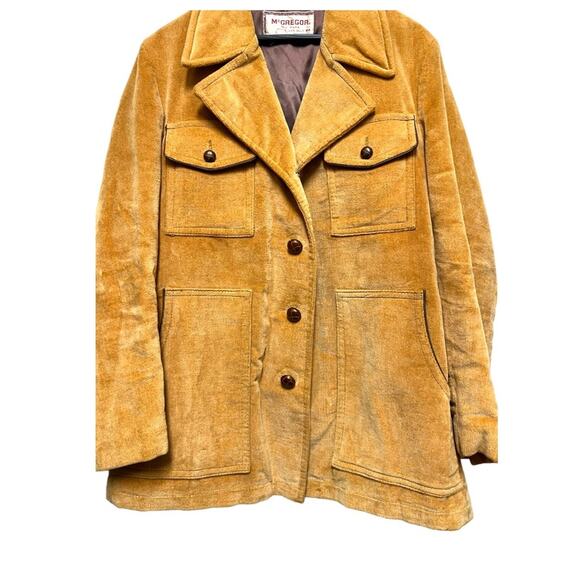 Vintage 70s Mcgregor Camel Tan Corduroy Ribbed Collar Button Jacket 44 Jacket - Picture 2 of 9
